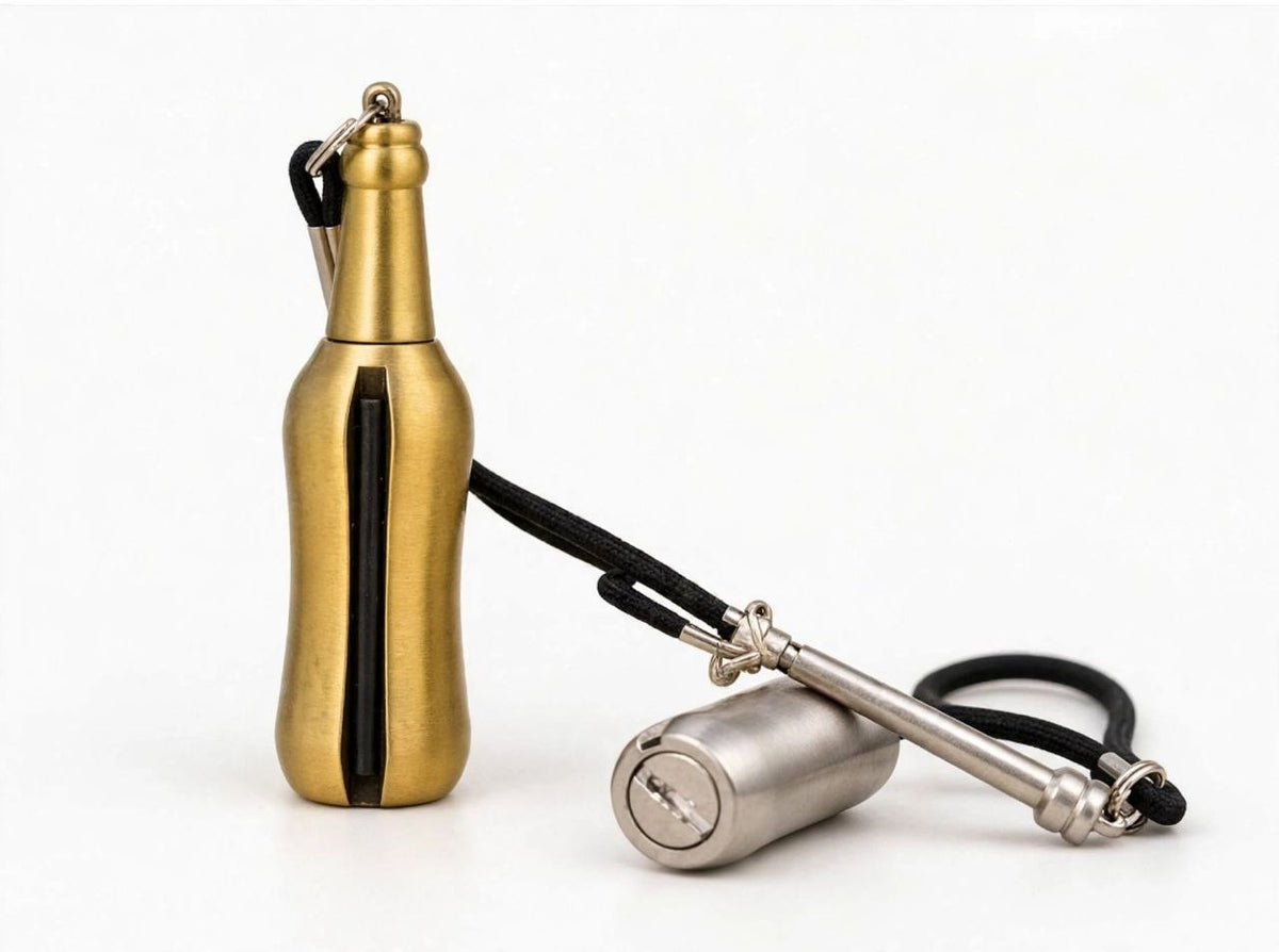 Bottle shape permanent match keychain lighter