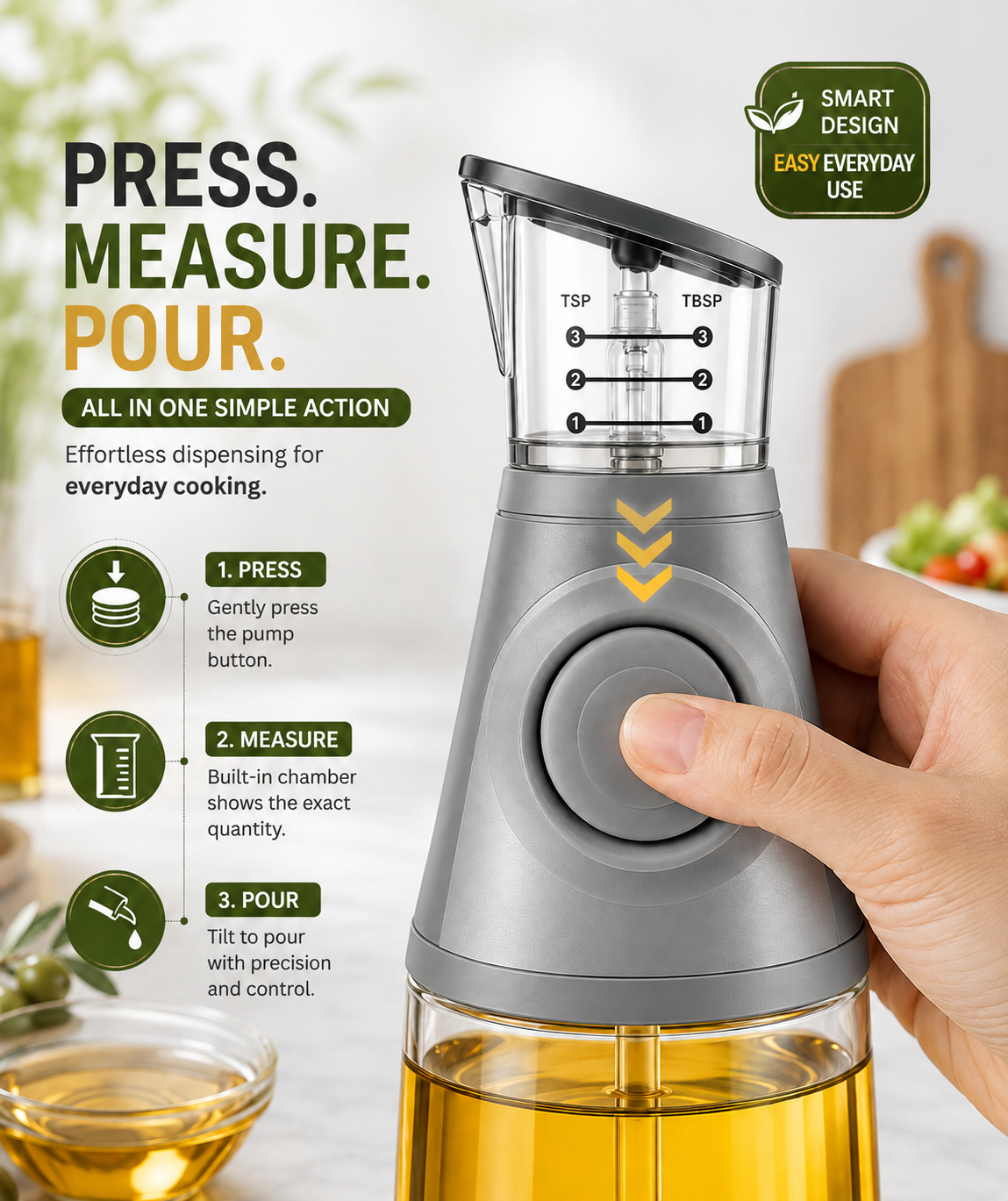 Press & Measure Smart Oil Dispenser