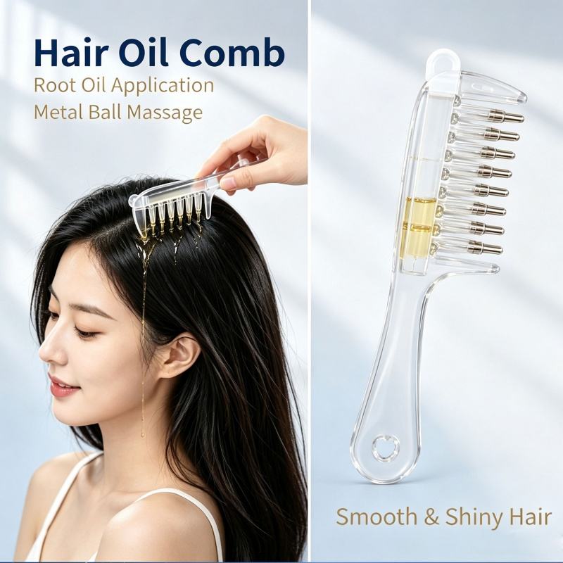 Hair Oil Applicator Comb with Scalp Massager