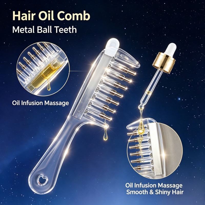 Hair Oil Applicator Comb with Scalp Massager